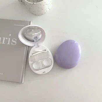 Naujų Spalvų kiaušinių kontaktinių lęšių atveju su veidrodžiu vientisos spalvos akmenukas kontaktinių lęšių atveju kelionės nešiojamų kontaktinių lęšių dėžutę
