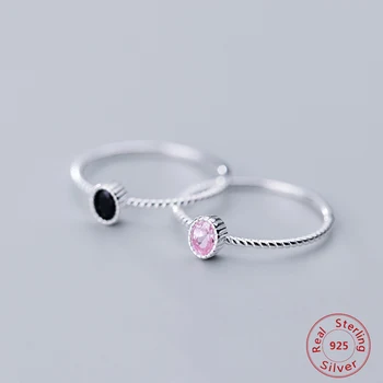 Nekilnojamojo 925 Sterlingas Sidabro Žiedai Moterims Gamtos Black/Pink Spalvos Papuošalai Unikalūs Temperamentas Piršto Sutuoktuvių Žiedai