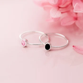 Nekilnojamojo 925 Sterlingas Sidabro Žiedai Moterims Gamtos Black/Pink Spalvos Papuošalai Unikalūs Temperamentas Piršto Sutuoktuvių Žiedai