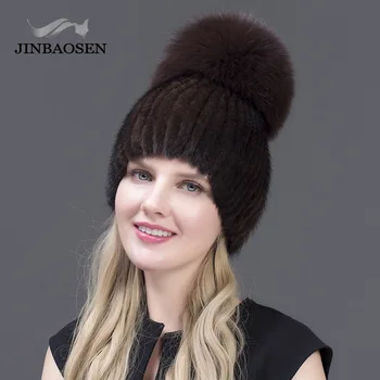 Nekilnojamojo audinės kailio kepurę žiemai moterims importuotų megztos audinės kepurė su lapės kailio naujų karšto pardavimo aukštos kokybės moterų beanies