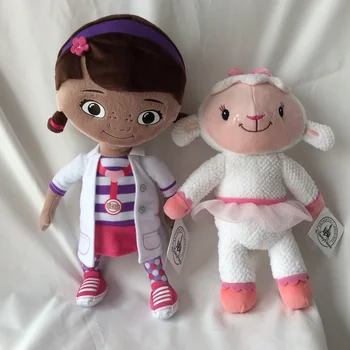 Nemokamas Pristatymas Originalus Doc McStuffins Pliušiniai Žaislai 32cm Laima mergina ir 27cm Lambie avių Minkštas Kūdikių lėlės Vaikams dovanų