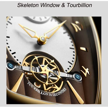 Nesun Tourbillion Automatinis Mechaninis laikrodis Skeleto Žiūrėti Vyrų Prabangos Prekės vyriški Laikrodžiai Vandeniui relogio masculino N9039-3