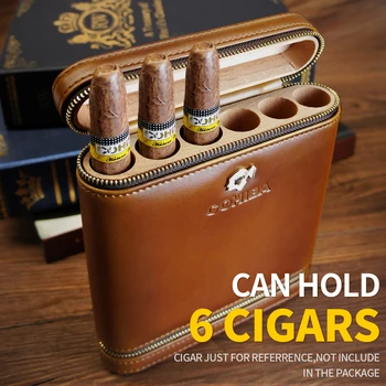 Nešiojamų Odos Cigarų Atveju Humidoras 6 Vamzdžių Laikiklis Mini Humidoras Lange Kelionės Cigarų Priedai Su Dovanų Dėžutė