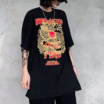 NiceMix streetwear gotikos marškinėliai moterims drabužių dragon spausdinti derliaus marškinėlius ins t-shirt harajuku bf pora 2020 korėjos viršuje tee