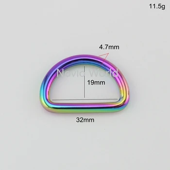 Nolvo Pasaulio 5-20-100vnt 6 spalvų 4,7 mm interneto,3.2X1.9cm Vaivorykštės spalvų Vaivorykštė uždarytas d žiedas,Vaivorykštės spalvos 1.2