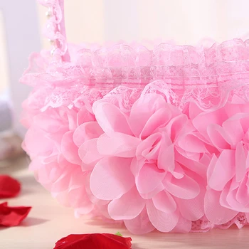 Nėrinių Gėlių Romantiškas Šilko Audinio Vestuvių Ceremonijos Šalies Rose Flower Girl Kosmetika Krepšys Dovanų