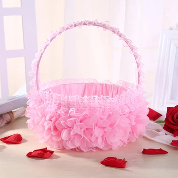 Nėrinių Gėlių Romantiškas Šilko Audinio Vestuvių Ceremonijos Šalies Rose Flower Girl Kosmetika Krepšys Dovanų