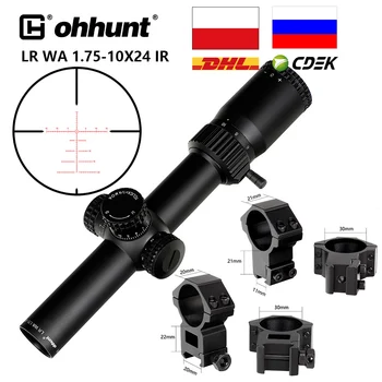 Ohhunt LR WA 1.75-10X24 IR Kompaktiškas Riflescope Stiklo Išgraviruotas Tinklelis Raudonai Apšviestas Taktinė Optika Regos Bokštelis iš Naujo Lock taikymo Sritis