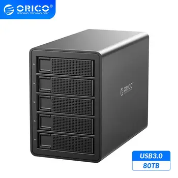 ORICO 35 Serija 5 Bay Enterprise HDD Docking Station 80TB Su Dual Chip 150W Built-in Galia HDD Atveju, 2.5 3.5 colių HDD SSD