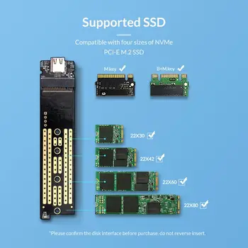 ORICO M. 2 NVME SSD Talpyklos Tipas C USB 3.1 Paramos 10Gbps UASP M. 2 USB NVME VSD Atveju, Aliuminio Kietojo disko Disko Dėžutė