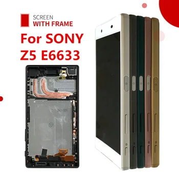 Originalus LCD SONY Xperia Z5 LCD Jutiklinis Ekranas SONY Z5 Dvigubas Ekranas skaitmeninis keitiklis Asamblėjos E6653 E6603 E6633 LCD su karkasu
