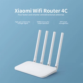Originalus Xiaomi Mi WIFI Router 4C 64 RAM 300Mbps 2.4 G 802.11 b/g/n 4 Antenos Band WiFi Bevielis Maršrutizatorius Kartotuvas APP Kontrolės