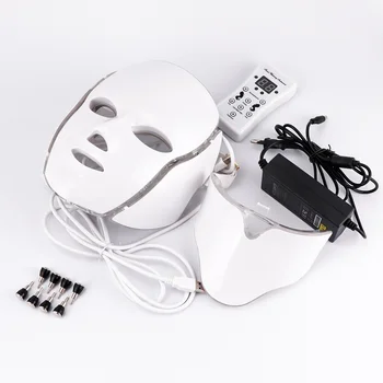 Oro Pagalvių-7 Spalvų Šviesos diodų (LED) Veido Kaukė Su Kaklo Odos Atjauninimas, Veido Priežiūra, Gydymas, Grožio Anti Acne Gydymas, Balinimas