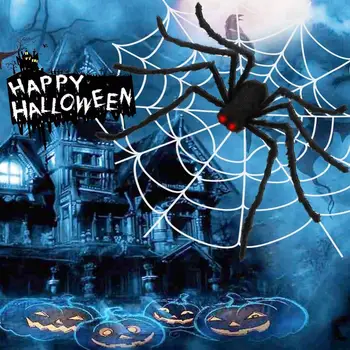 OurWarm Helovinas Dekoracijas Milžinišką Tampri voratinklyje su juodais Didelis Voras Teroro Šalies Baras Haunted House Rekvizitai