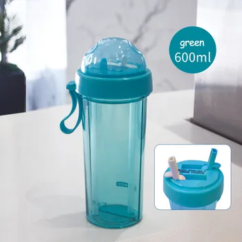 OWNPOWER 0.6 L vandens butelis su šiaudų gerti Tritan bpa free mielas vandens filtras, butelių 
