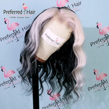 Pageidaujamas Platinum Blonde Pabrėžti Perukas Remy Ombre Nėriniai Priekiniai Žmogaus Plaukų Perukai Prieš Nupeštos Tranaparent Nėrinių Perukai Moterims