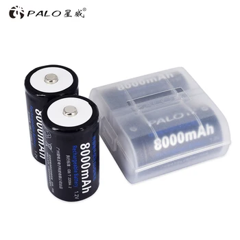 PALO 8pcs D dydžio, daugkartinio įkrovimo baterija D tipo nimh baterijos+LCD smart C D baterijos protingo įkroviklio 1.2 V AA AAA PK C D baterijos