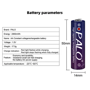 PALO AA Baterija Li-ion 1,5 V AA įkraunamos baterijos, Baterijų, Nuotolinio Valdymo Žaislas Baterija Baterija Šviesos