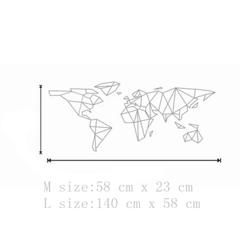 Pasaulio žemėlapis vinilo sienos lipdukas namų dekoro - Geometrinis Nuimamas Pasaulio Žemėlapyje siena lipdukas