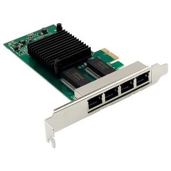 PCIe X1 Tinklo plokštė, 4 Port Gigabit Ethernet Elektros RJ45 LAN Kortelės 1000M PCIe Adapteris Kortelės I350AM4 Lustą, skirtą Staliniams kompiuteriams