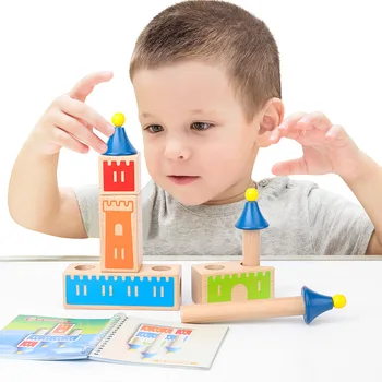 Pilių Medinių Pastatų Blokų 48 Iššūkis Smart IQ Mokymo Žaidimai Su Tirpalas Žaislas Vaikų Loginį Mąstymą Protingas Dovanos