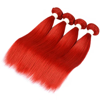Pinshair Raudona Tiesūs Plaukai Ryšulių Brazilijos Plaukų Pynimas Ryšulių 99j Bordo Žmogaus Plaukų, 4 Ryšulius Ne Remy Plaukų priauginimas