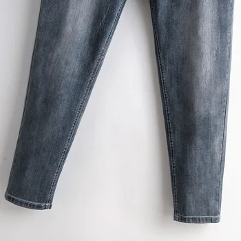 Plius dydžio džinsus Pavasario 2020 elastinga devynių taškų kelnes vidurio didelis juosmens antblauzdžiai mados džinsus， Tinka nutukusiems, ma ' am