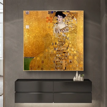 Portrait Of Adele Bloch Gustavo Klimto Drobė Paveikslų Ant Sienos Meno Aukso Garsaus Meno Plakatų, piešinių Ir Spaudinių Sienos Nuotraukas Dekoras