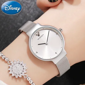 Prabanga Mickey Mouse Moterų Nerūdijančio Plieno Tinklelio Juostos Japonijos Kvarco Riešo Žiūrėti Ponios Mados Paprasta Disney Laikrodis Atsparus Vandeniui