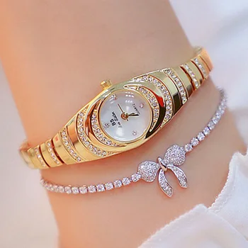 Prabanga Moterų Laikrodžiai, Apyrankės, Aukso Žiūrėti Diamond Ponios Suknelė Riešo Žiūrėti Moterų Kristalų Bling Mažų Plieno Diržas, Laikrodis reloj mujer