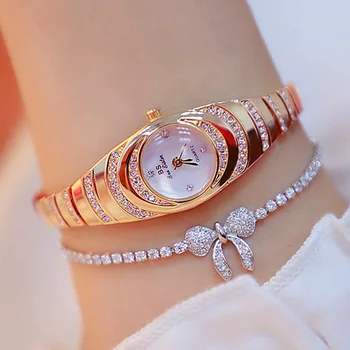Prabanga Moterų Laikrodžiai, Apyrankės, Aukso Žiūrėti Diamond Ponios Suknelė Riešo Žiūrėti Moterų Kristalų Bling Mažų Plieno Diržas, Laikrodis reloj mujer