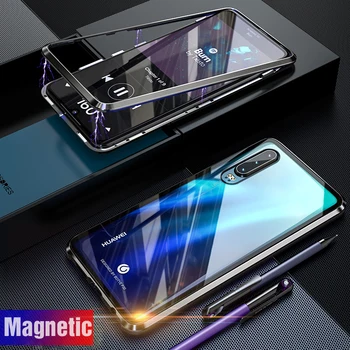 Prabanga Stiklo, Metalo Magnetinių Atveju, Huawei 30 Pro Atveju P20 Lite Mate 20 Magnet Skaidrus Galinis Dangtelis Huwei Huawei P30Pro Atveju