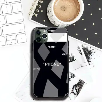 Prabangus Baltas Šriftas IŠJUNGTI Telefoną Atveju Grūdintas Stiklas iPhone 12 11 Pro Max Mini XR XS MAX 8 X 7 6S 6 Plus SE 2020 dangtis