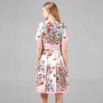 Prekės Dizaineris kilimo ir tūpimo Tako Suknelė Naują 2020 M. Vasarą Moterys Turn-žemyn Apykaklės Derliaus Spausdinimo Rausvos Suknelės, Šaliai