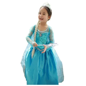 Princesė Elsa Suknelė Mergaitėms Sniego Karalienė Elsa Anna Cosplay Kostiumų Kid ' s Halloween Party Dress Vaikams Visiškai-line Kietas