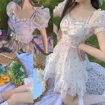 Princesė saldus lolita palaidinė Bobon21 Modelis super saldus ir mados palaidinė mažai gėlių Juosmens Šifono palaidinė moterims TD1882