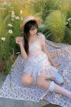 Princesė saldus lolita palaidinė Bobon21 Modelis super saldus ir mados palaidinė mažai gėlių Juosmens Šifono palaidinė moterims TD1882
