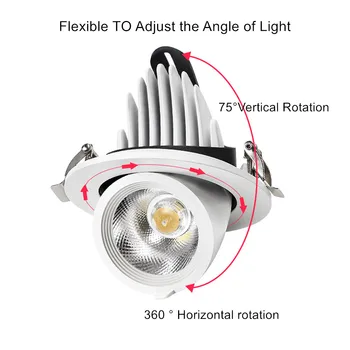 Pritemdomi LED Prožektoriai, Lubų 7W 15W 20W Reguliuojamo 360 laipsnių Vietoje šviesos patalpų Fojė,Gyvenamasis Kambarys Embedded COB Žemyn šviesos