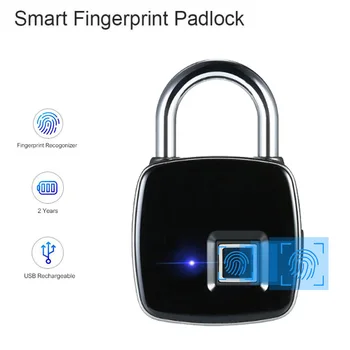 Protingo Namo užraktas, pirštų Atspaudų Biometriniai Vandeniui Užraktas su Finger Print Saugumo Touch Keyless Lock USB mokestį už Sporto salę, Persirengimo