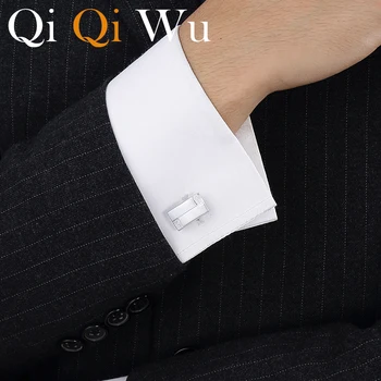 QiQiWu Naujas Pardavimo Marškinių rankogalių segtukai už Mens Mados Stačiakampio formos Papuošalų Prekės ženklo Rankogalių Sagos Vestuvių dovana už Geriausią Vyro CL-038