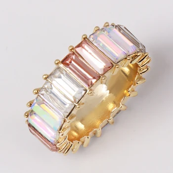 Rainbow ring 8 spalvų batono kubinių zirconia (cz Aukso užpildyti dalyvavimo juostos žiedas moterims JAV Dydžio lašas laivybos papuošalai