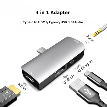 Rankman C Tipo HDMI 4K USB 3.0 C Aux Adapteris, skirtas Naujojo 