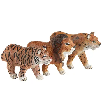 Rankomis dažyti Tigras, Liūtas Gyvūnų Formos Kūrybos Namų Puošybai Medžio Drožybos Amatų Pušis Apdaila Ilgis Plotis Height15 * 4 * 8
