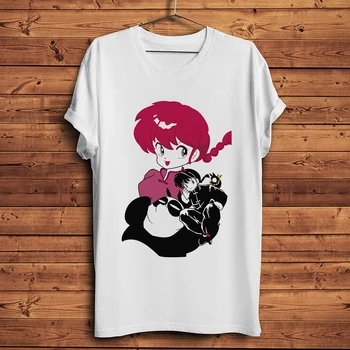 Ranma 1/2 Juokingas Anime T-shirt Homme Vasaros Trumpas Rankovės Marškinėliai Vyrams Balta Manga Atsitiktinis Marškinėlius Unisex Streetwear
