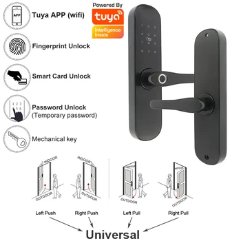 RAYKUBE Wifi pirštų Atspaudų Durų Užraktas Tuya APP Keyless Nuotoliniu būdu Atrakinti Digitals Smart Card Protingas Užraktas 