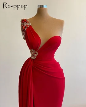 Realios Nuotraukos Ilgas Vakarines Sukneles 2021 Seksualus Undinė Aukštos Ritininės Vieną Petį Puošnios Raudonos Afrikos Moterų Oficialią Vakaro Suknelės, Šaliai