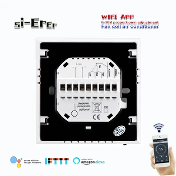 Reguliuojamas 0-10V wifi 2P fan coil vienetas termostatas aušinimo arba šildymo darbai pagal Alexa, Google namų,24VAC,AC95~240V neprivaloma