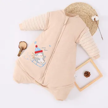 Reguliuojamas Ilgis Kūdikių Pavasario Žiemos miegmaišį 1-5Y Vaikai Nuimamos Rankovės Kojos Sleepsack Medvilnės Bamblys Miego Maišas Lova Suknelė