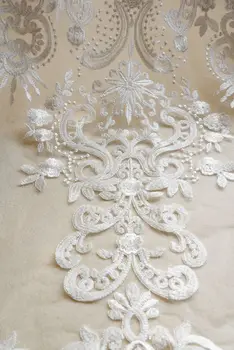 Retro Gėlių Išsiuvinėtu Tiulio, Nėrinių Audinys Nuotakos Vestuvių Suknelė Akių Audinio prancūzijos Vestuviniai Balti Nėriniai