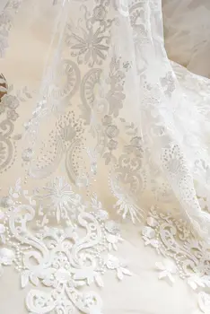 Retro Gėlių Išsiuvinėtu Tiulio, Nėrinių Audinys Nuotakos Vestuvių Suknelė Akių Audinio prancūzijos Vestuviniai Balti Nėriniai